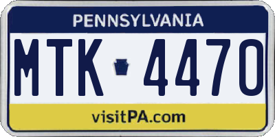 PA license plate MTK4470