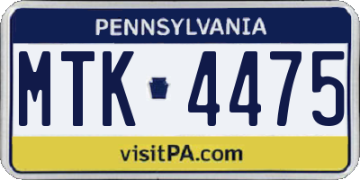 PA license plate MTK4475