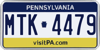 PA license plate MTK4479