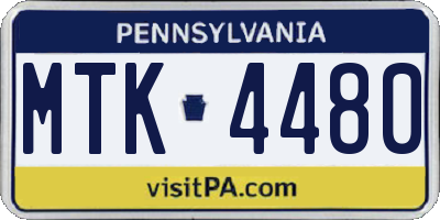 PA license plate MTK4480