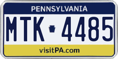 PA license plate MTK4485