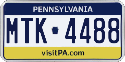 PA license plate MTK4488