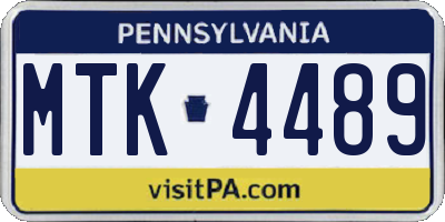 PA license plate MTK4489