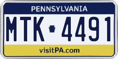 PA license plate MTK4491