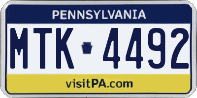 PA license plate MTK4492