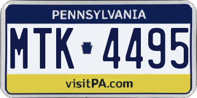 PA license plate MTK4495