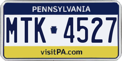 PA license plate MTK4527