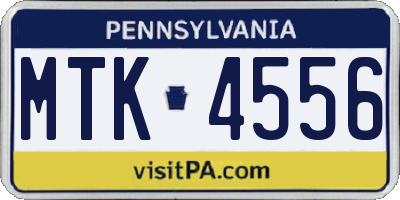 PA license plate MTK4556
