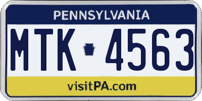 PA license plate MTK4563