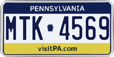 PA license plate MTK4569