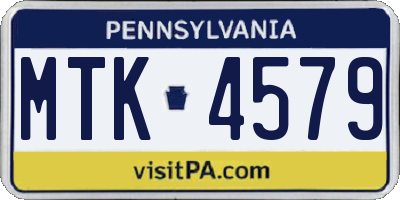 PA license plate MTK4579