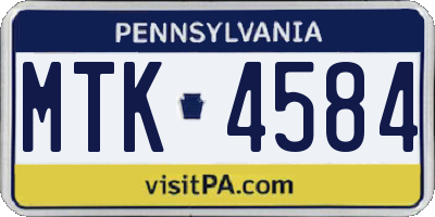 PA license plate MTK4584