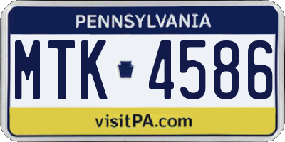 PA license plate MTK4586
