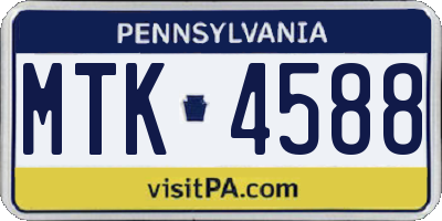 PA license plate MTK4588