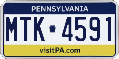 PA license plate MTK4591