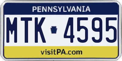 PA license plate MTK4595
