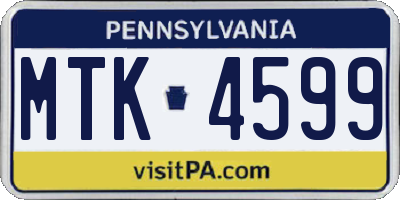 PA license plate MTK4599