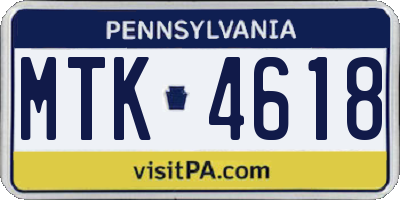 PA license plate MTK4618