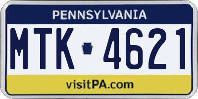 PA license plate MTK4621