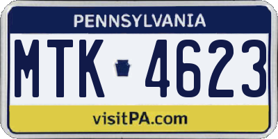 PA license plate MTK4623