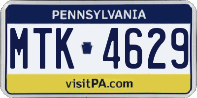 PA license plate MTK4629