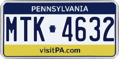 PA license plate MTK4632