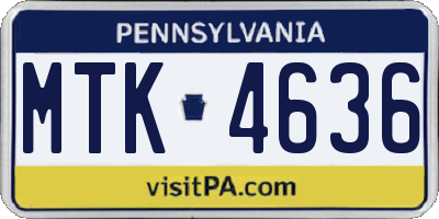 PA license plate MTK4636