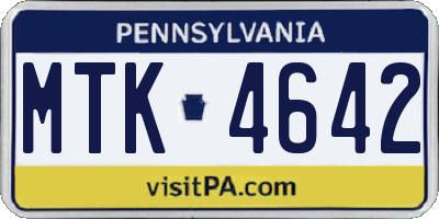 PA license plate MTK4642