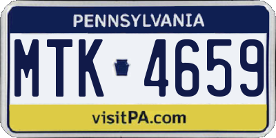 PA license plate MTK4659