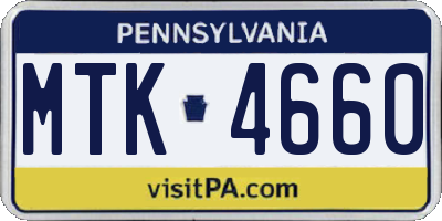 PA license plate MTK4660