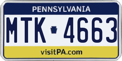 PA license plate MTK4663