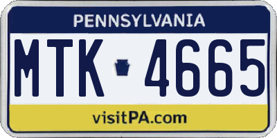 PA license plate MTK4665