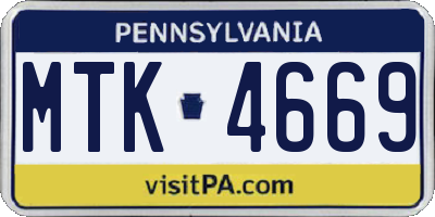 PA license plate MTK4669