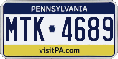 PA license plate MTK4689