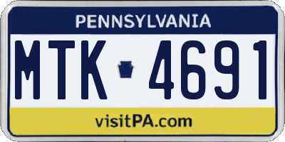 PA license plate MTK4691