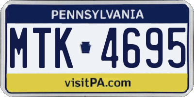 PA license plate MTK4695