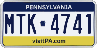 PA license plate MTK4741