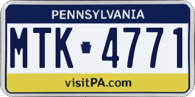 PA license plate MTK4771