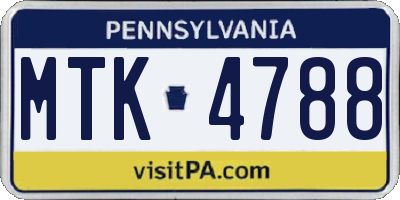 PA license plate MTK4788
