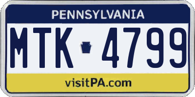 PA license plate MTK4799