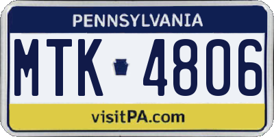 PA license plate MTK4806