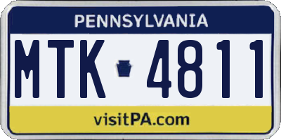 PA license plate MTK4811