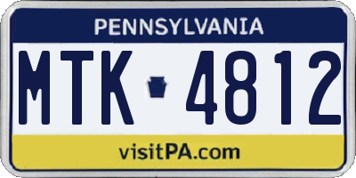 PA license plate MTK4812