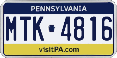 PA license plate MTK4816
