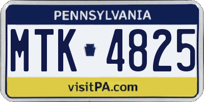PA license plate MTK4825