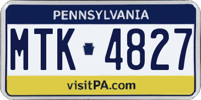 PA license plate MTK4827