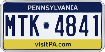 PA license plate MTK4841
