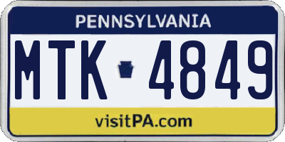 PA license plate MTK4849