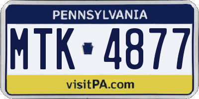 PA license plate MTK4877