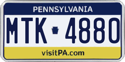 PA license plate MTK4880
